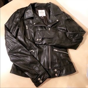 Zara black faux leather moto jacket